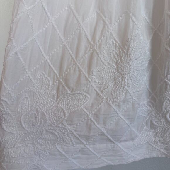 Anthropologie Floreat White Trilliums Embroidered Full Skirt in White Size 6 - Picture 5 of 10